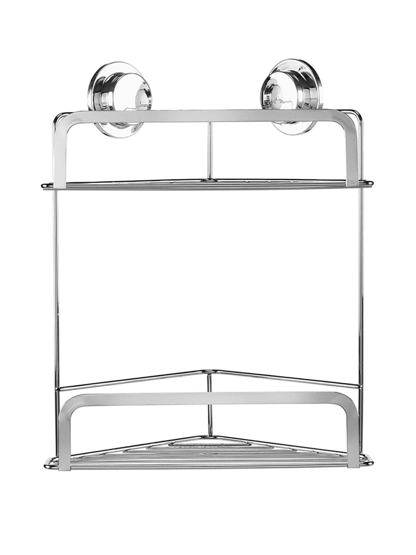 Product photograph of Croydex Stick Lsquo N Rsquo Lock 2 Two-tier Corner Basket from very.co.uk