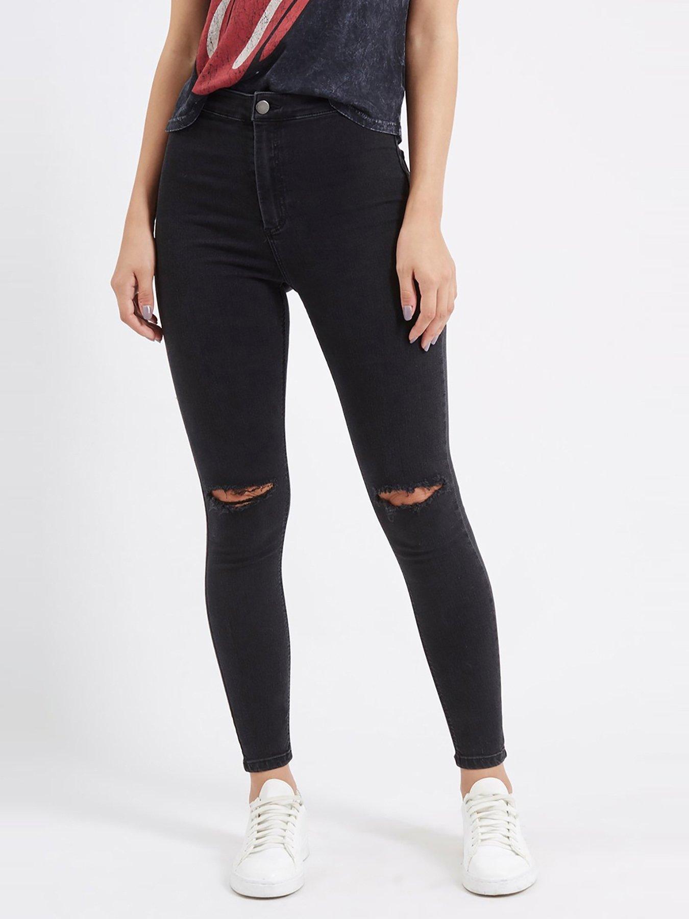 topshop joni black ripped jeans