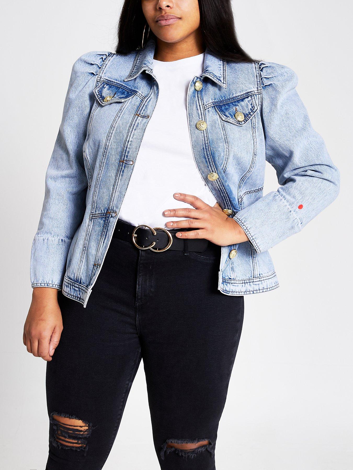 river island denim jacket puff sleeve