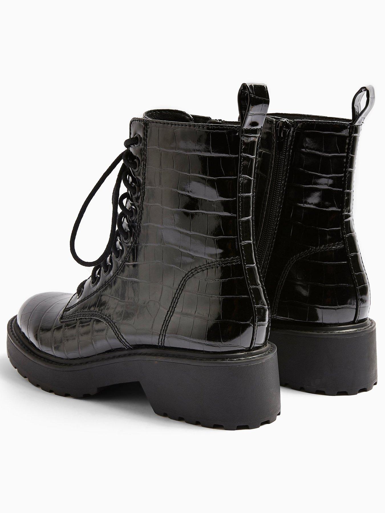 topshop black croc boots