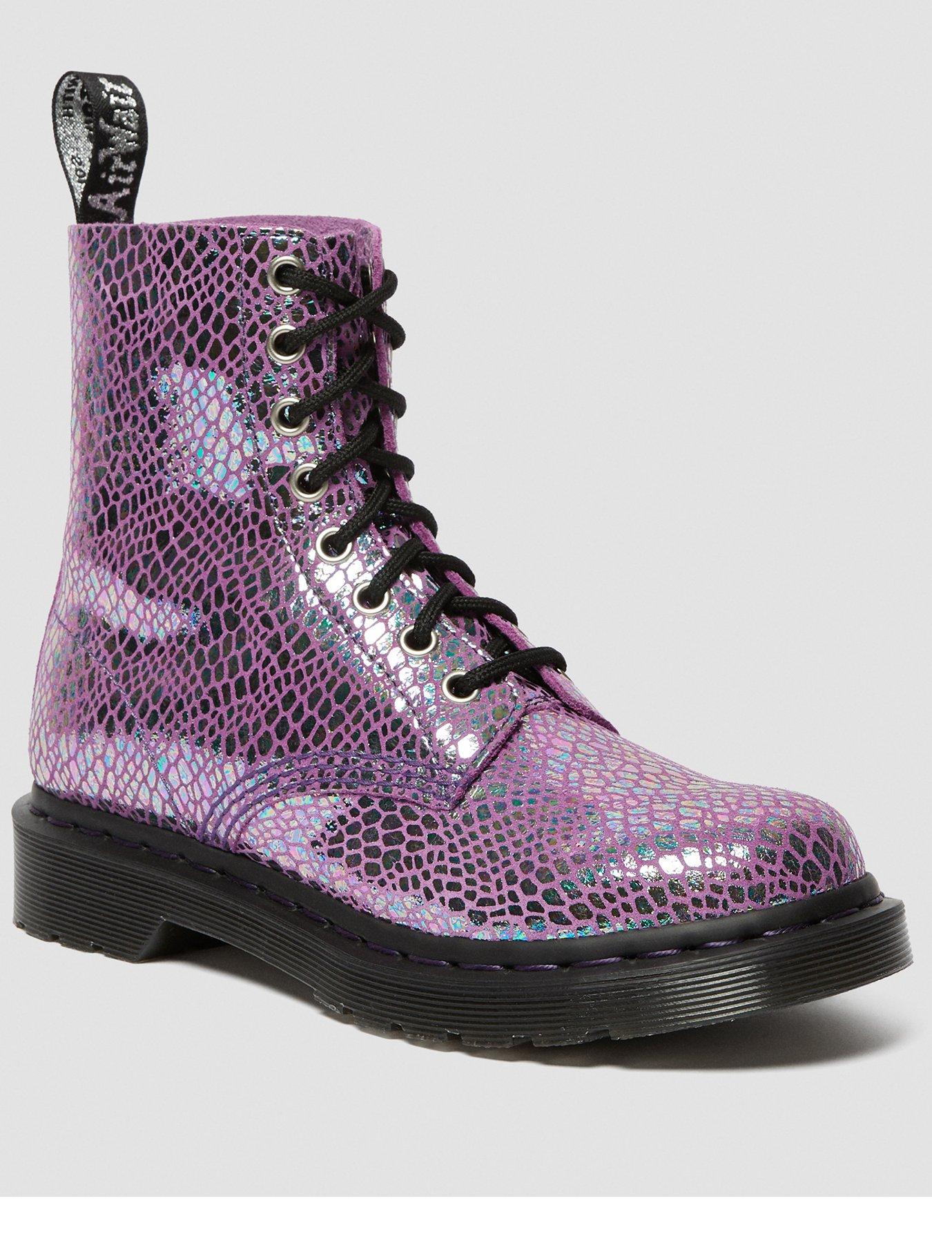 dr martens pink & purple pascal 8 eye boots