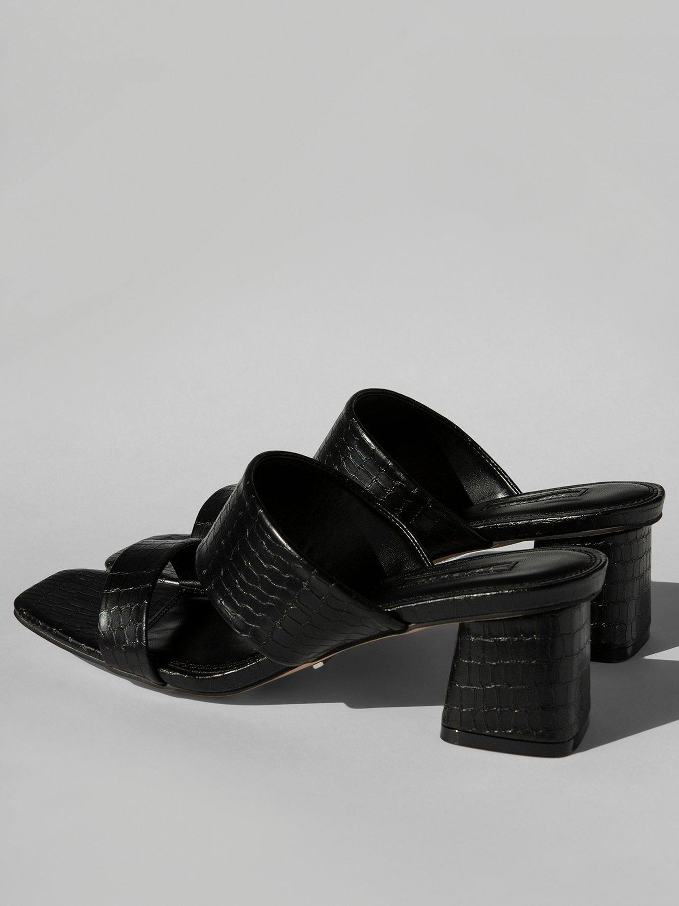 block heel mules black