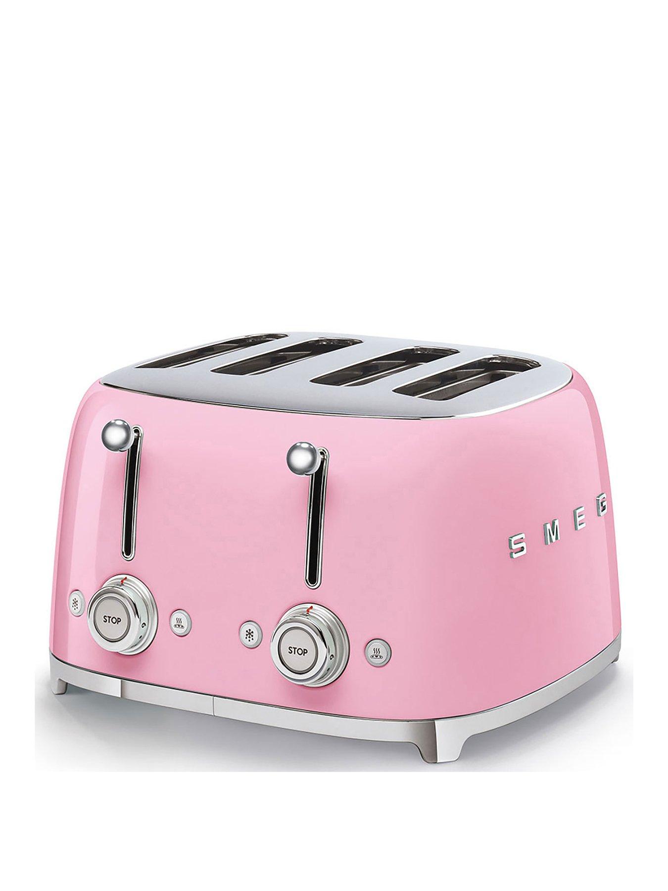 Product photograph of Smeg Tsf03 Retro Style 4 Slice Toaster 2000w - Pastel Pink from very.co.uk
