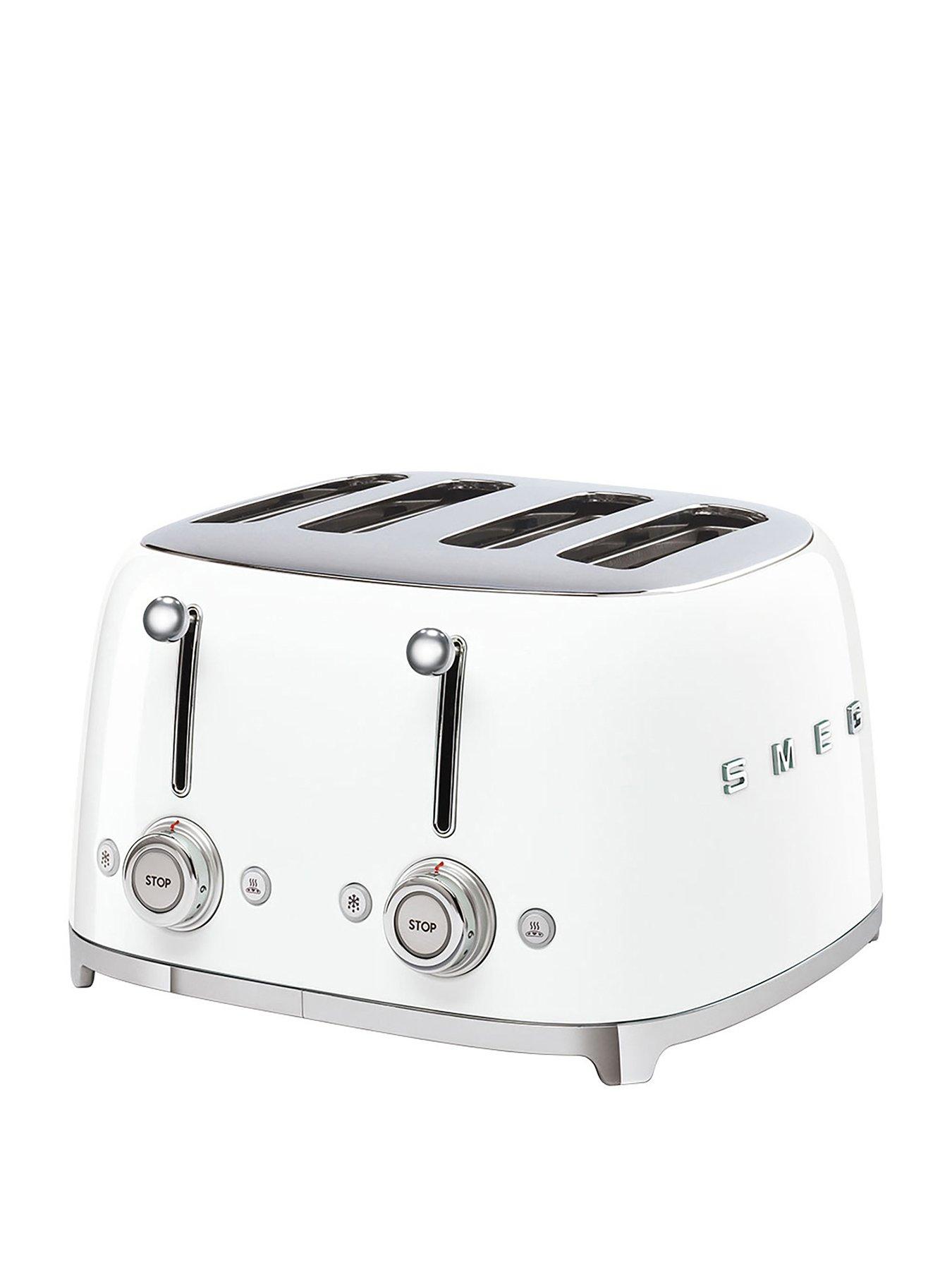Product photograph of Smeg Tsf03 Retro Style 4 Slice Toaster 2000w - White from very.co.uk