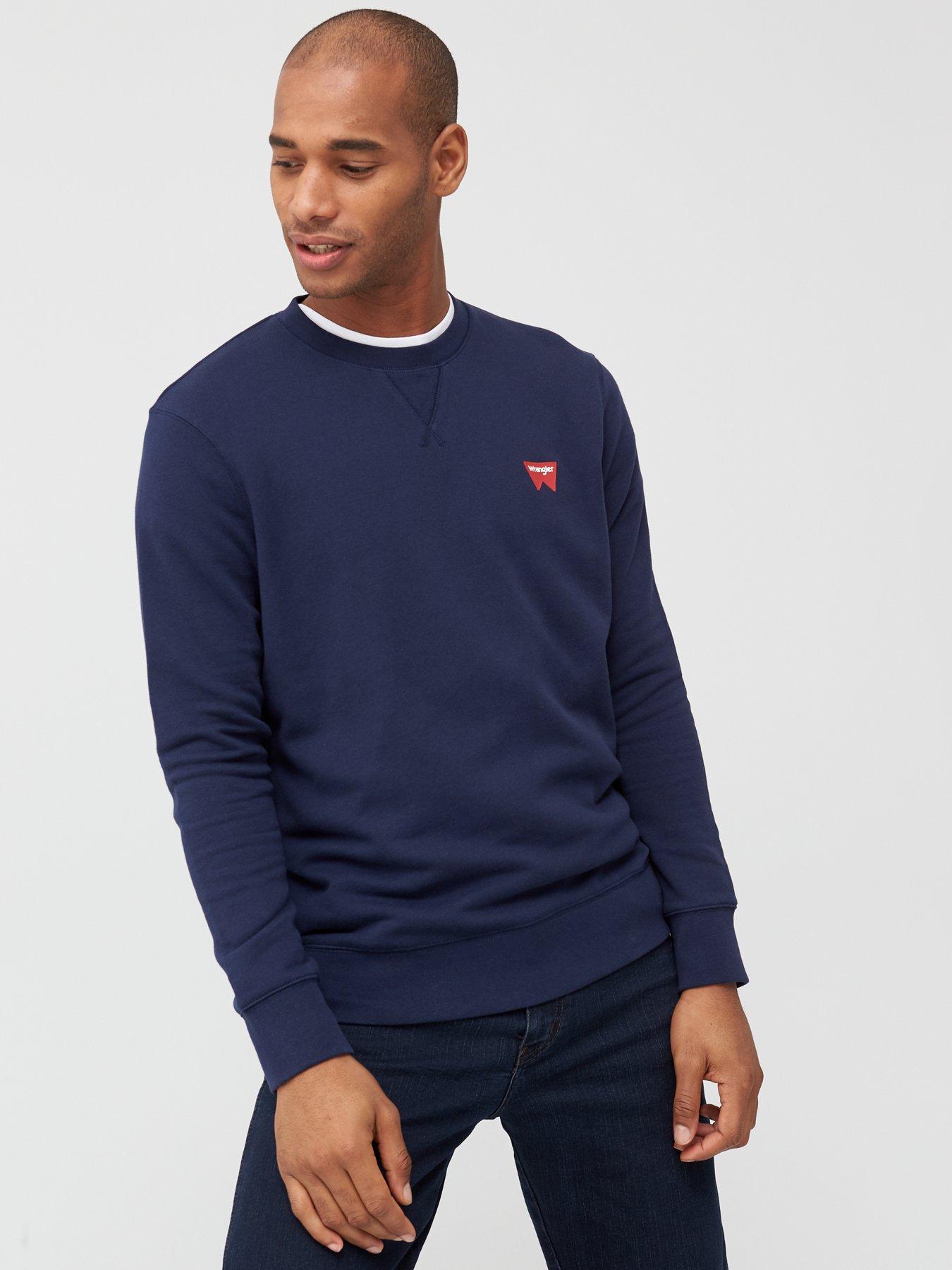 Wrangler Sign Off Logo Sweatshirt - Navy | very.co.uk