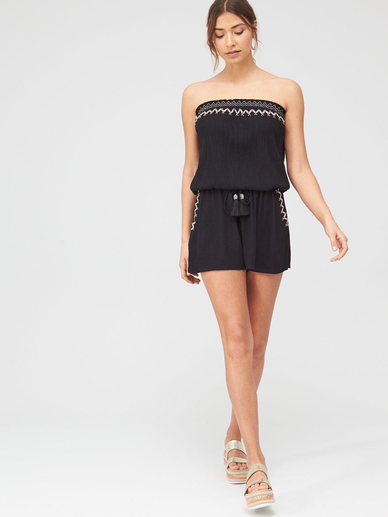 bandeau playsuit black