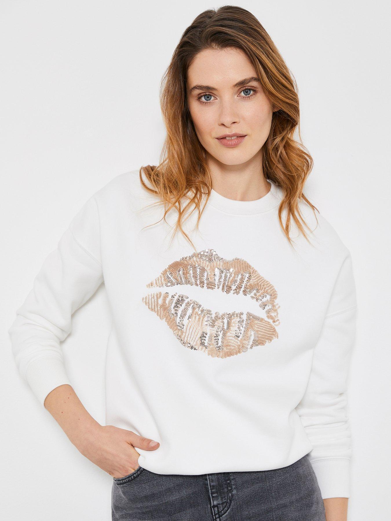 sequin lips sweatshirt