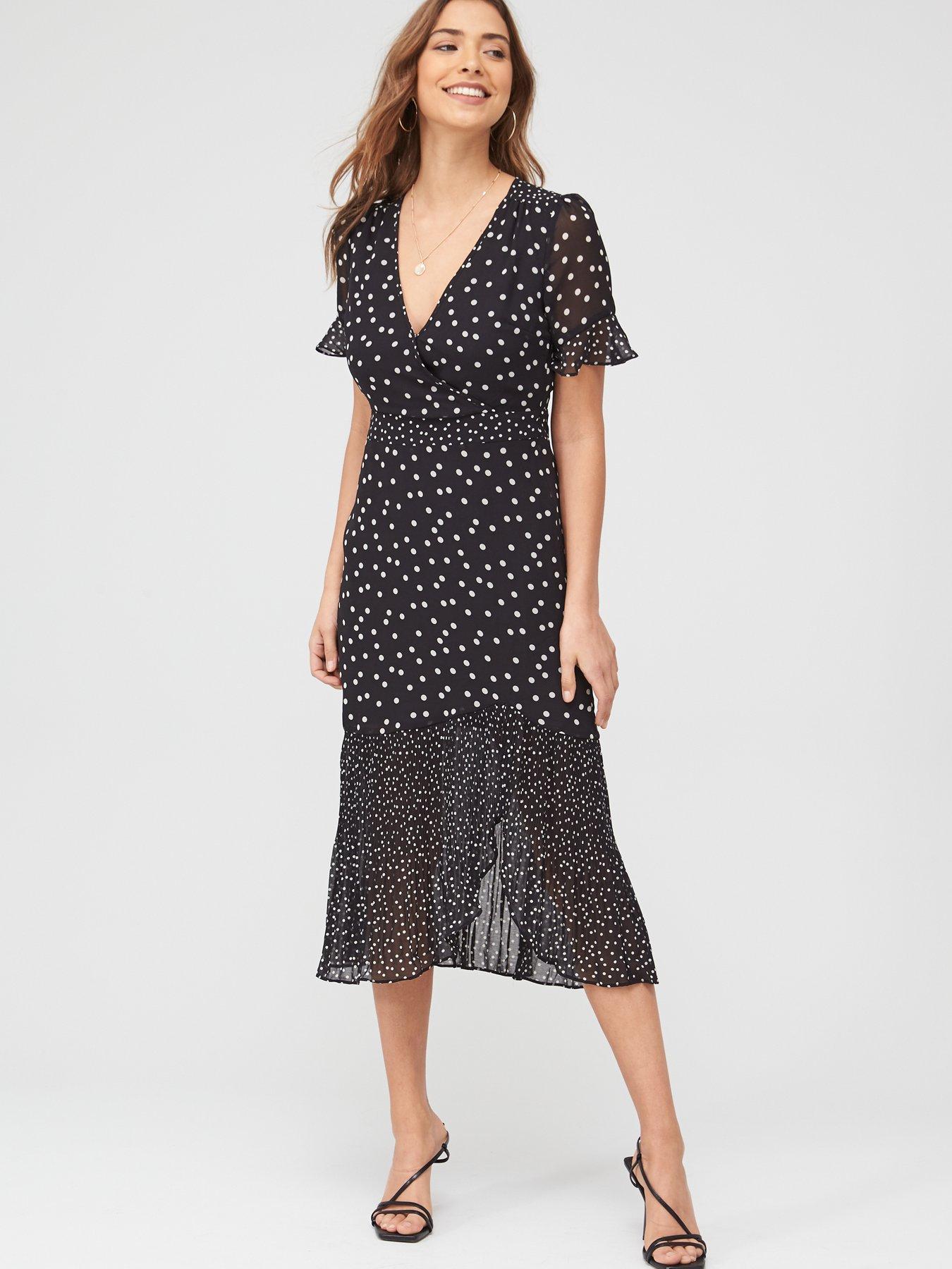 oasis black polka dot dress