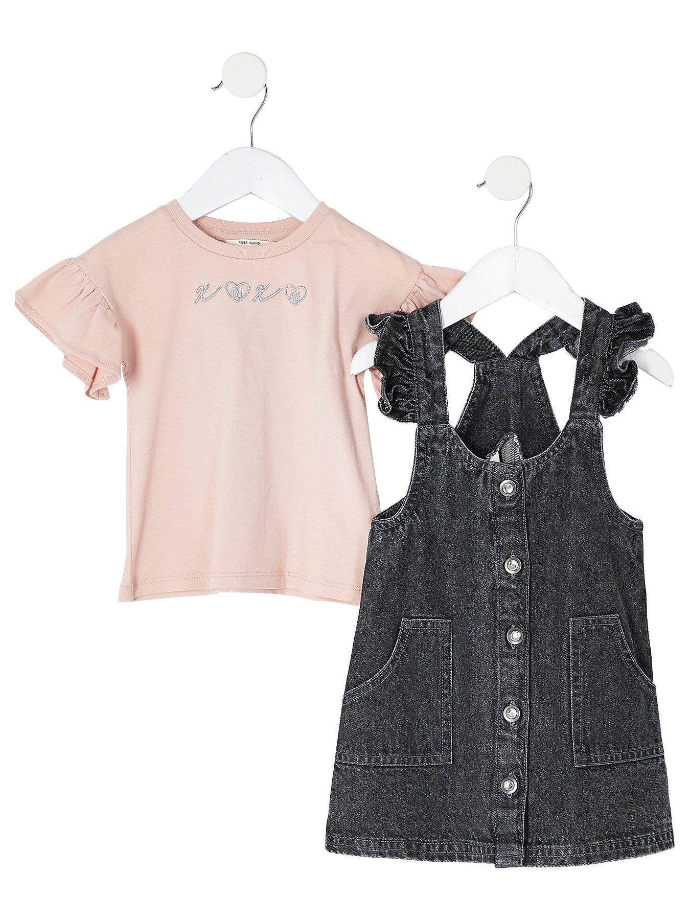 river island black pinafore dress