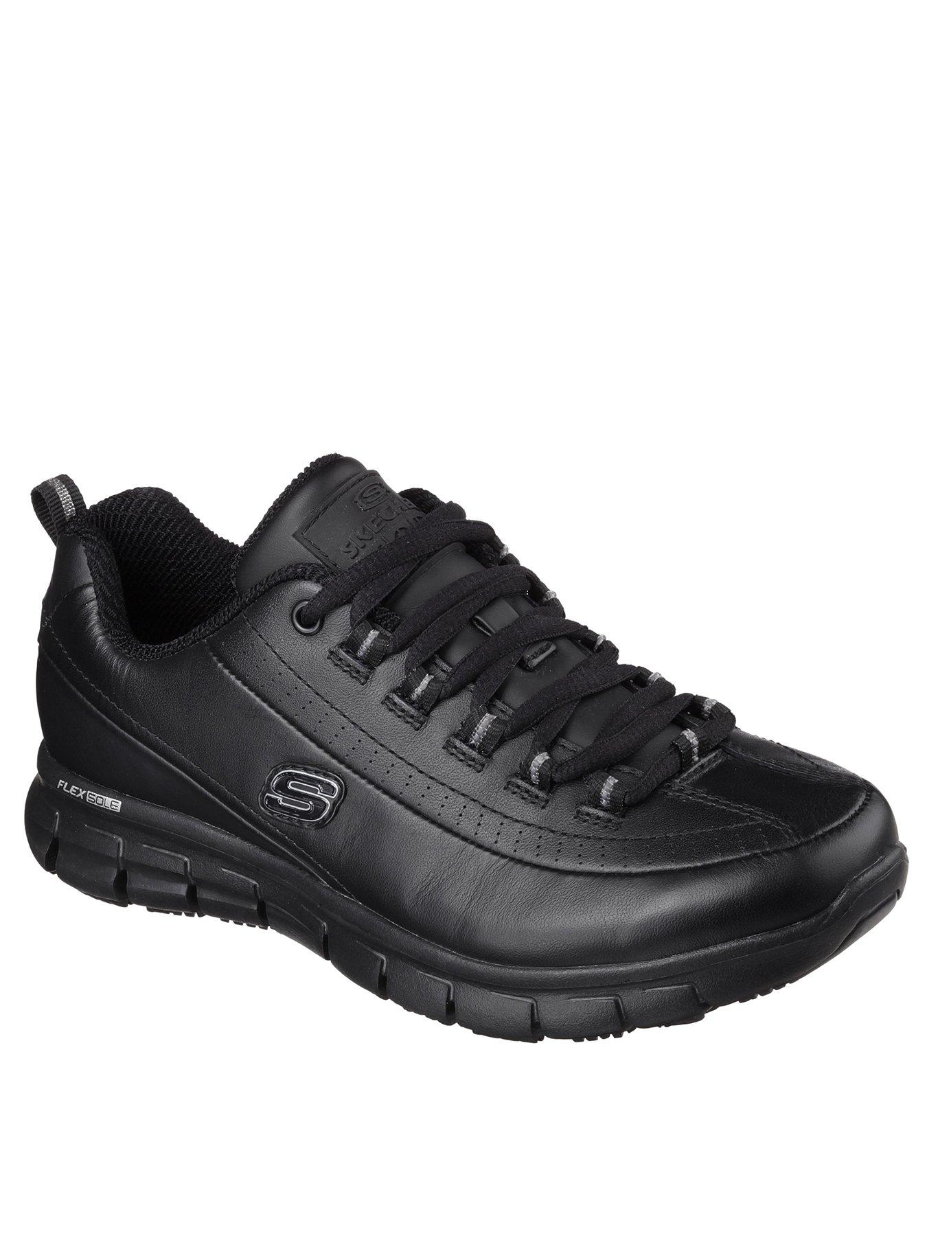 Skechers Sure Track Trickel Workwear Slip Resistant Leather Trainer - Black