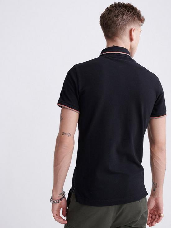 Superdry Poolside Pique Short Sleeve Polo Shirt - Black | very.co.uk