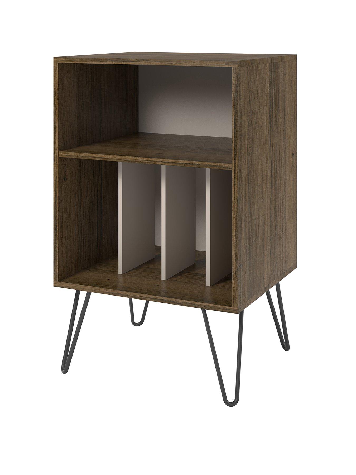 Novogratz Concord Turntable Stand - Dark Oak/White