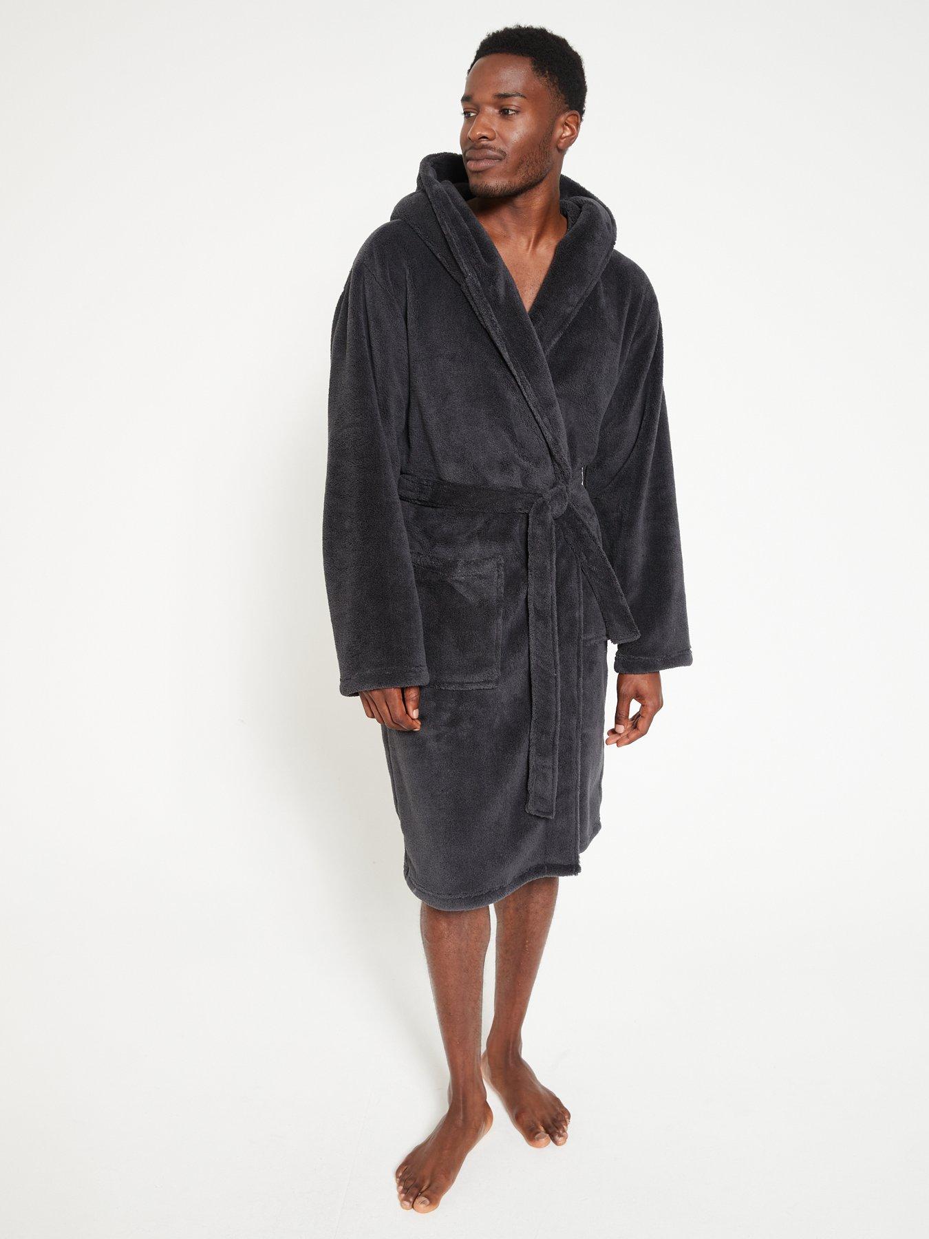 Everyday Supersoft Dressing Gown with Hood - Black