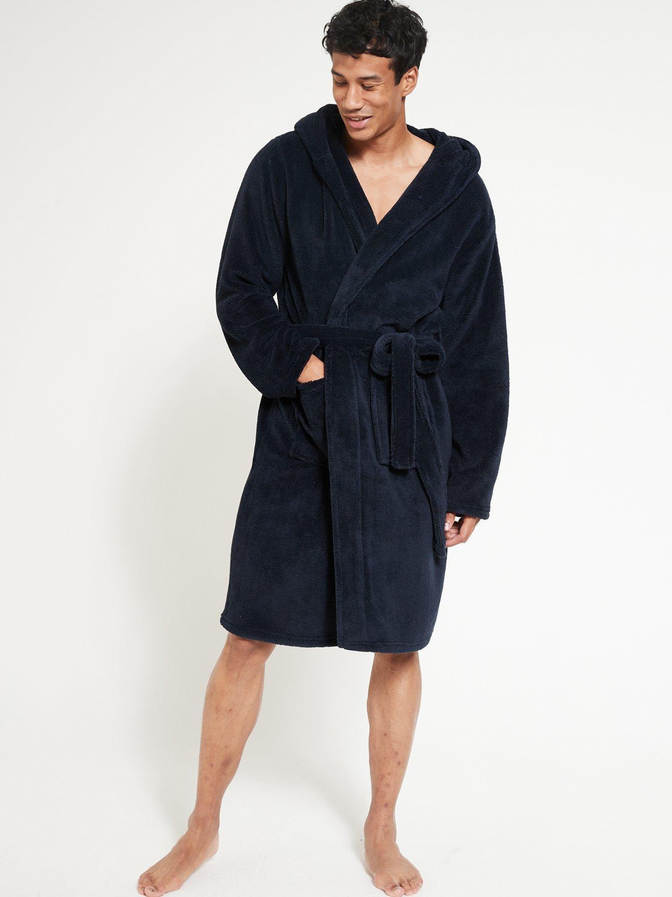 black dressing gown with hood mens