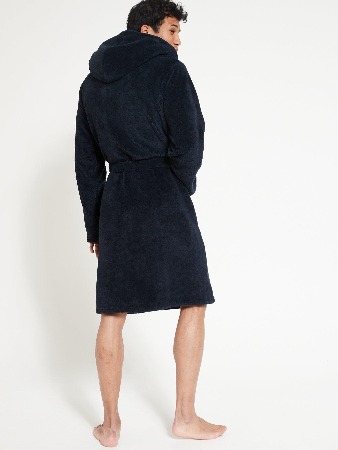 Everyday Supersoft Dressing Gown with Hood Navy very.co.uk