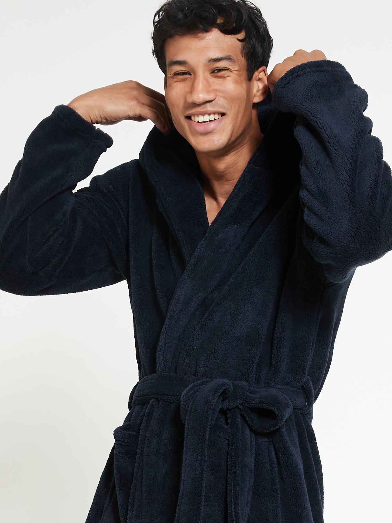 Navy Blue Supersoft Hooded Dressing Gown