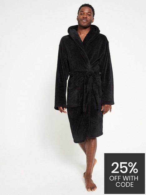 everyday-supersoft-dressing-gown-with-hood-black
