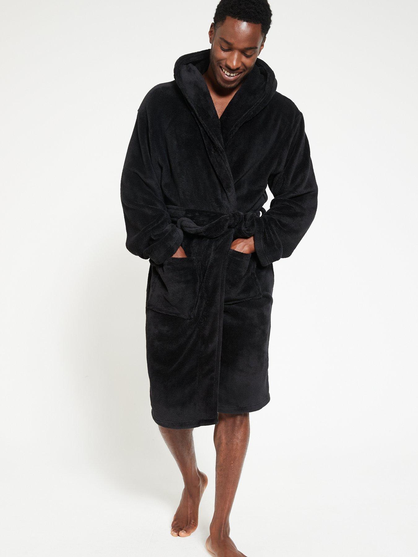 Everyday Supersoft Dressing Gown with Hood - Black | Very.co.uk