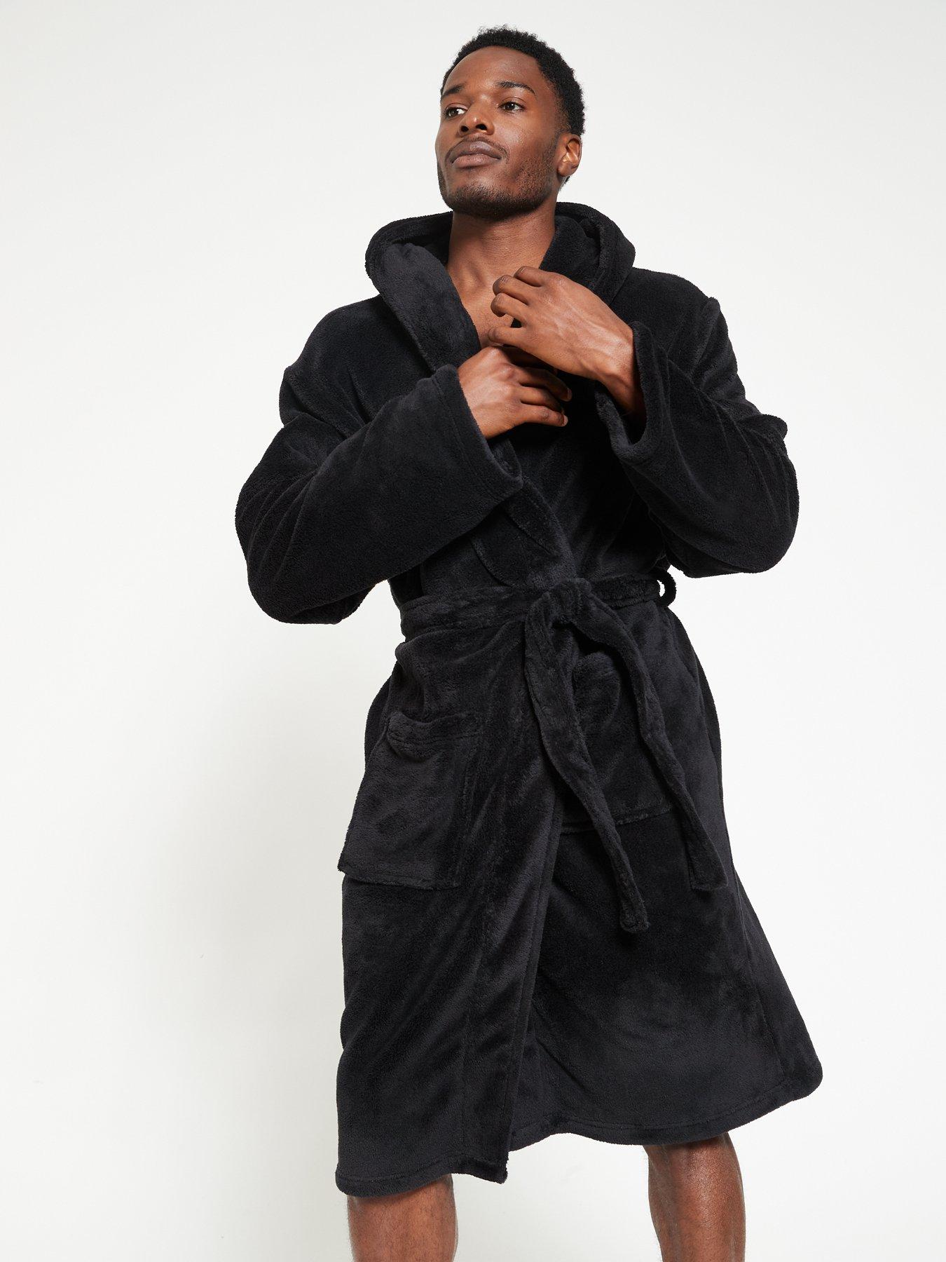 Everyday Supersoft Dressing Gown with Hood - Black | Very.co.uk