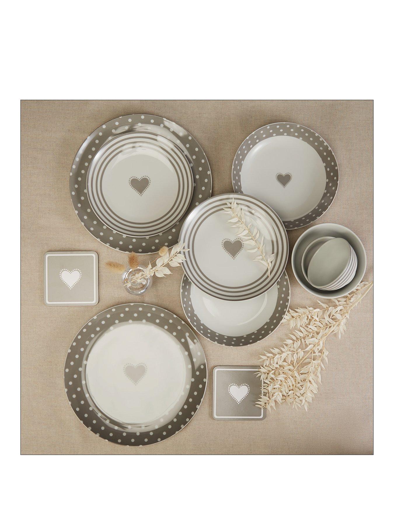 Product photograph of Waterside Grey Heart 56-piece Dinner Set from very.co.uk