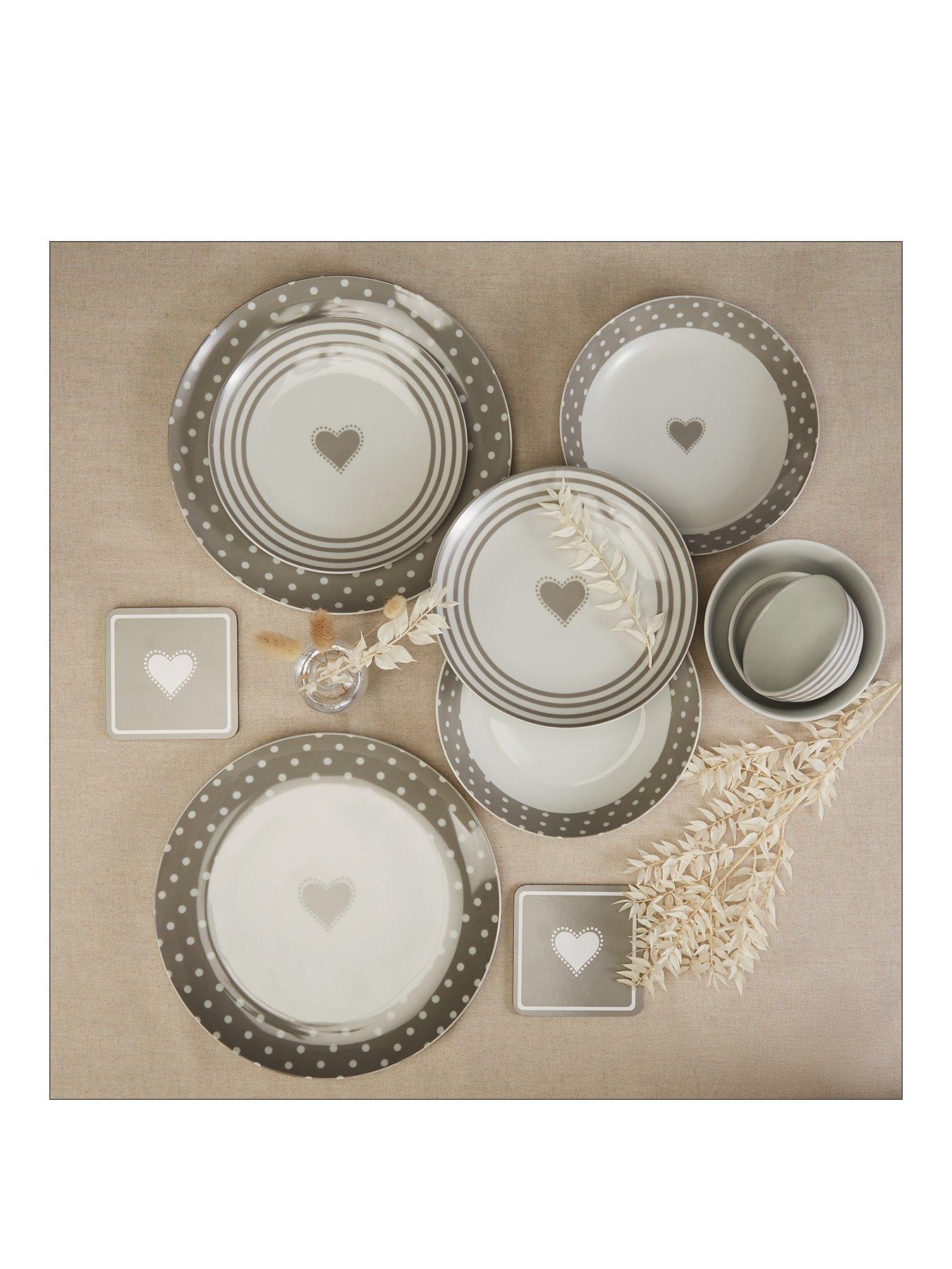 undefined Grey Heart 56-piece Dinner Set