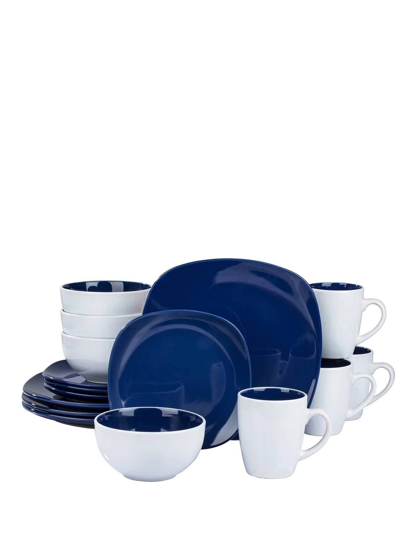 Product photograph of Waterside Blue Nova Square 16-piece Dinner Set from very.co.uk