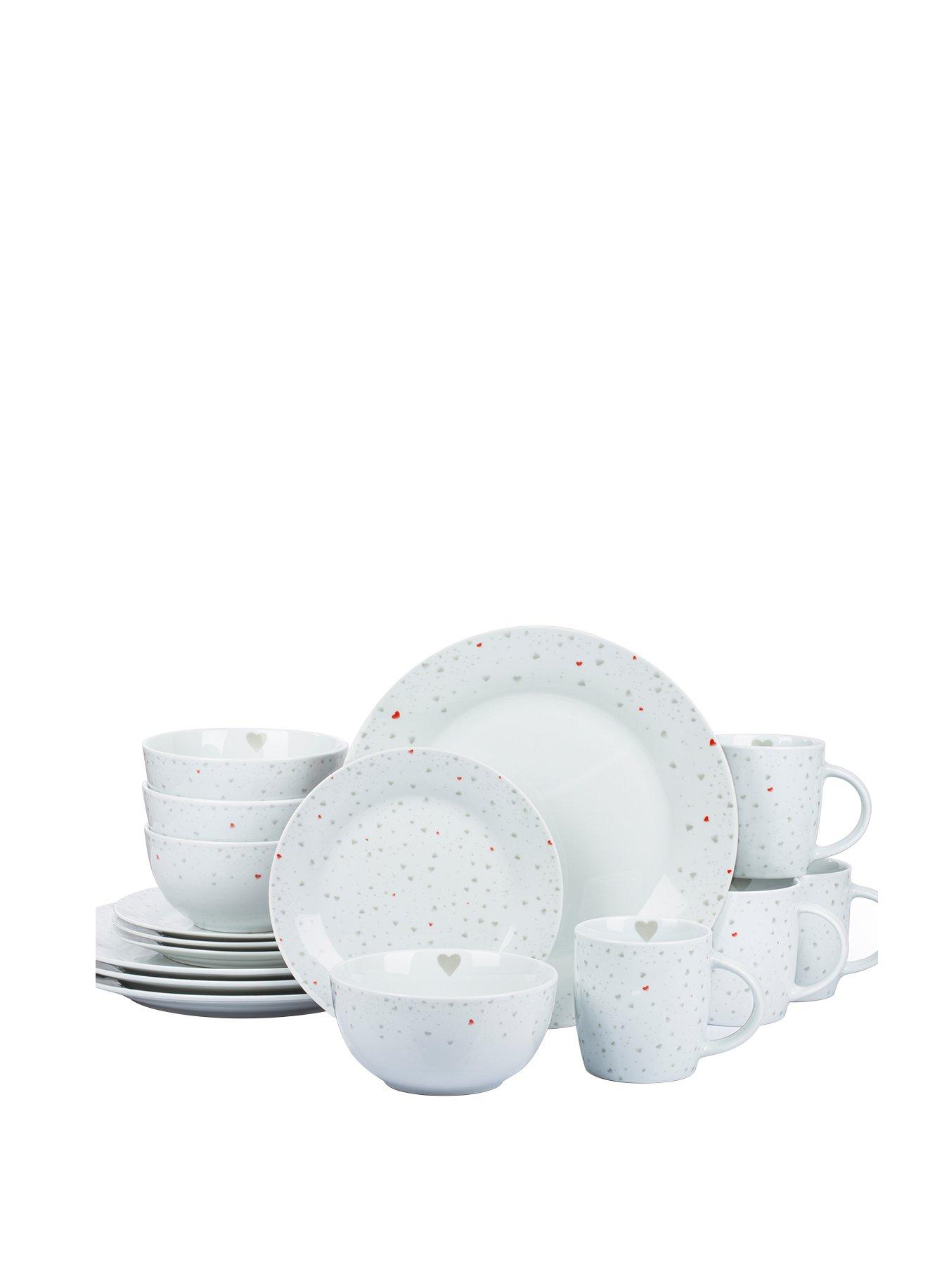 Product photograph of Waterside 16-piece Grey And Red Heart Dinner Set from very.co.uk