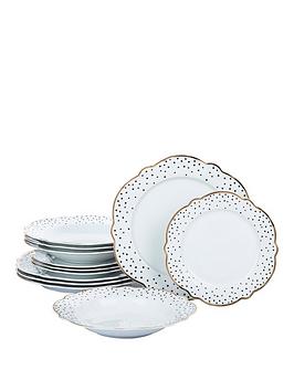 Product photograph of Waterside Dotty Flower Shape 12-piece Dinner Set from very.co.uk