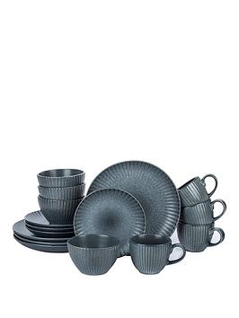 Product photograph of Waterside Grey Textured Reactive Glaze 16-piece Dinner Set from very.co.uk