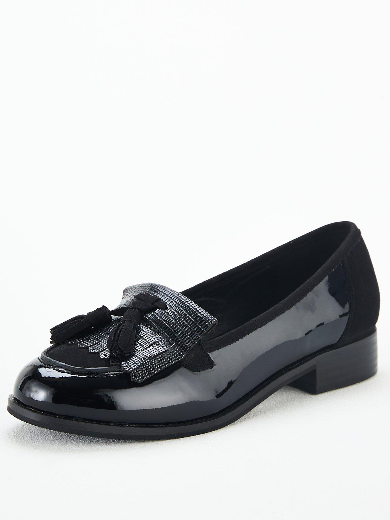 wide fit black shoes womens