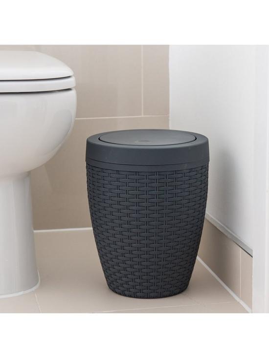 stillFront image of addis-5-litre-faux-rattan-bathroom-bin-with-swing-lid