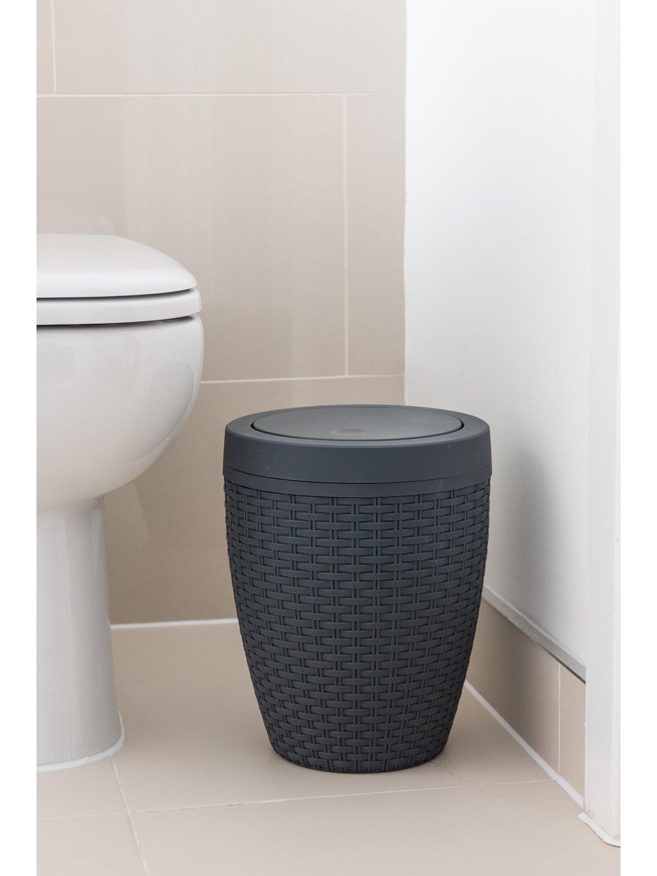 Addis 5-Litre Faux Rattan Bathroom Bin with Swing Lid