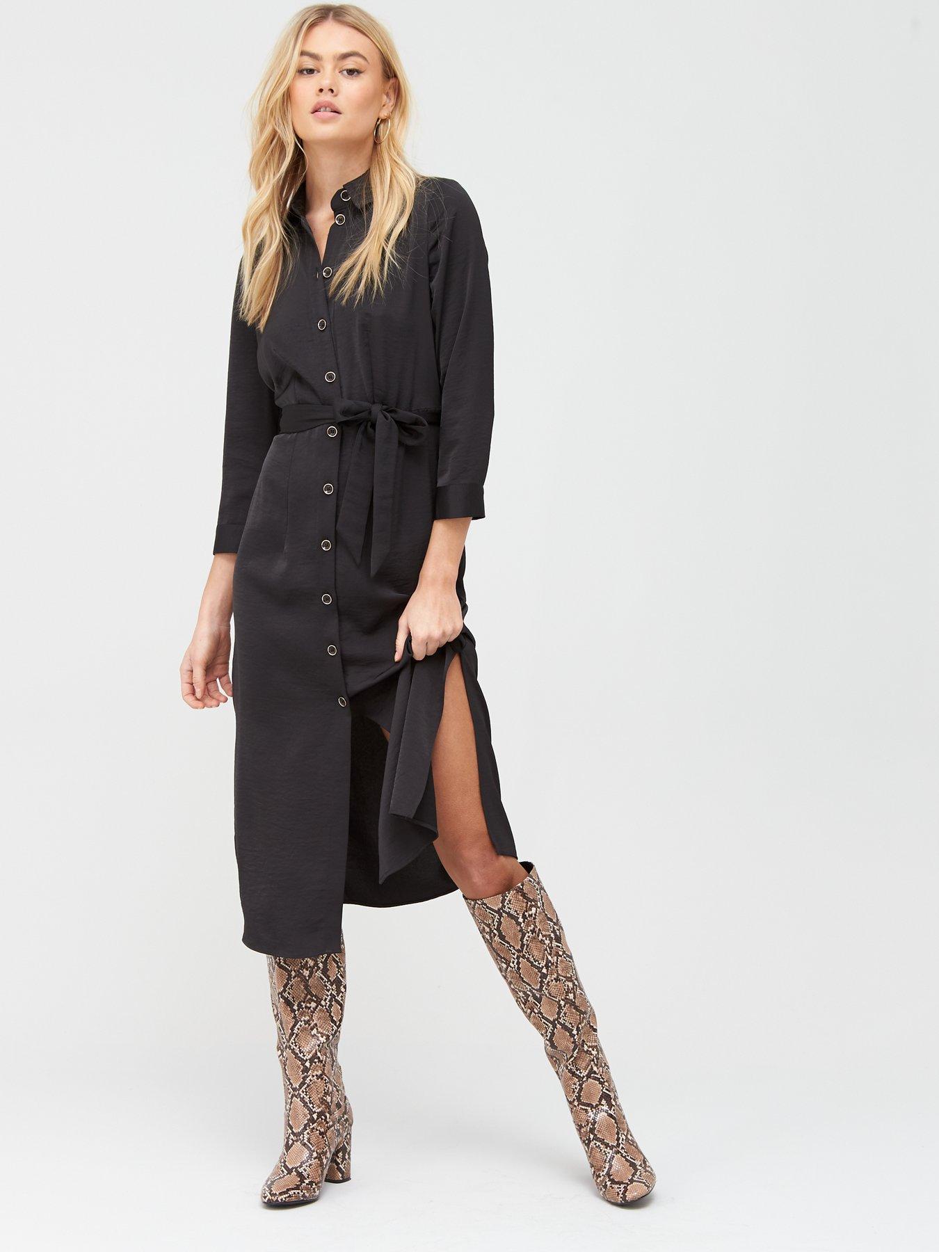 black midi shirt dress uk