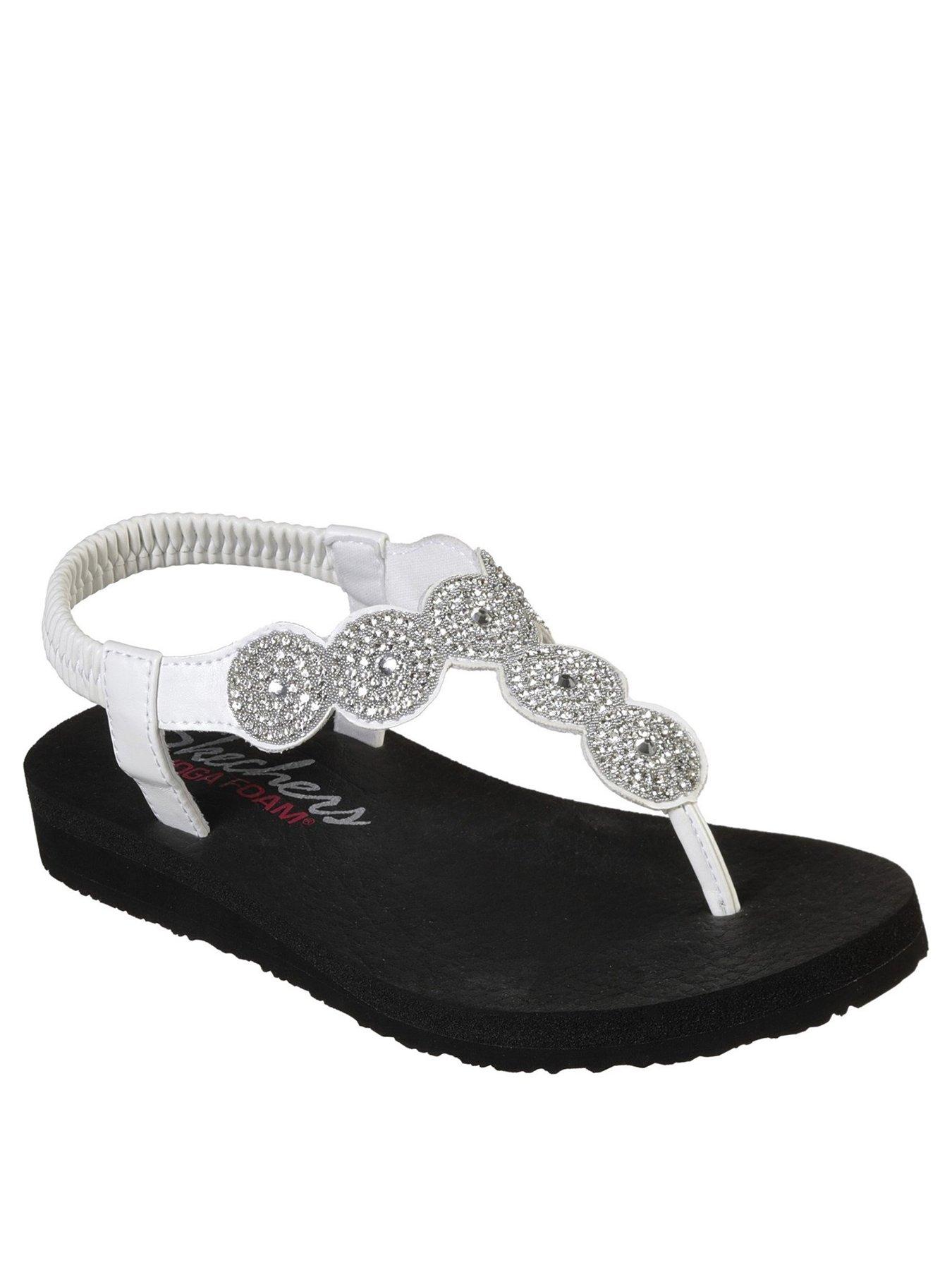 skechers silver flip flops