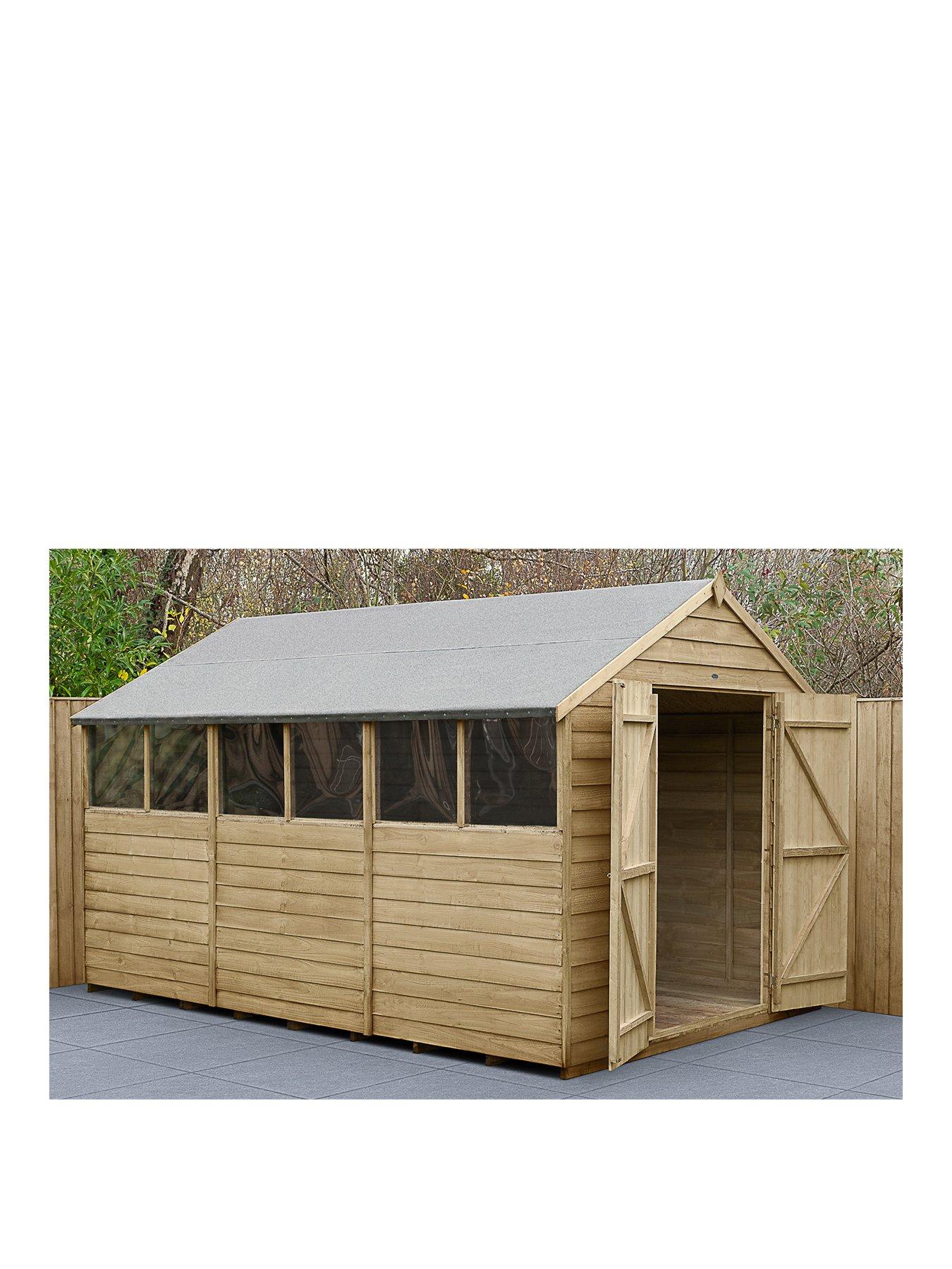 Product photograph of Forest 12x8ft Overlap Pressure Treated Apex Workshop Shed With Double Doors And Optional Installation - Shed Only from very.co.uk