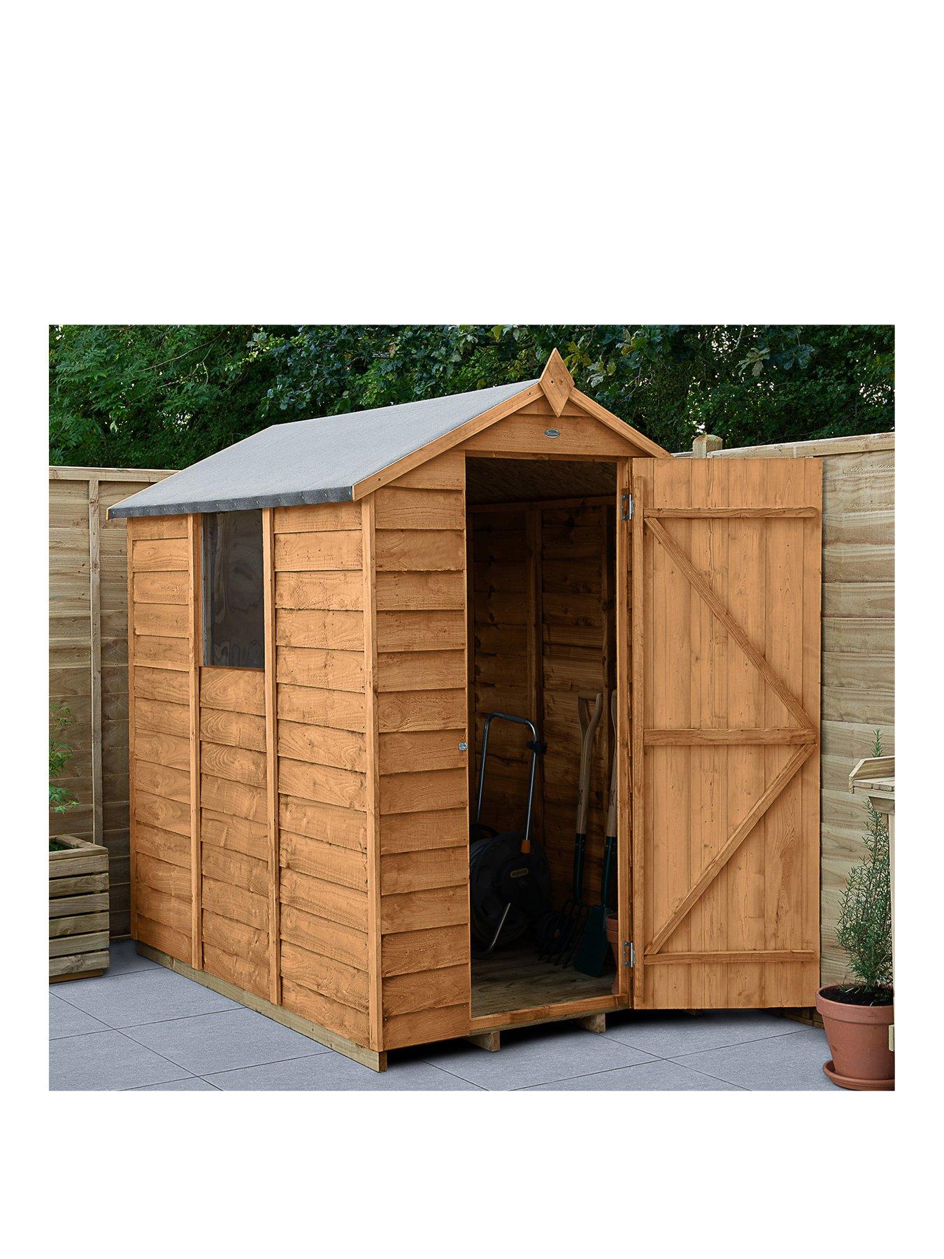 Product photograph of Forest 6x4ft Value Overlap Dip Treated Apex Shed - Shed Only from very.co.uk