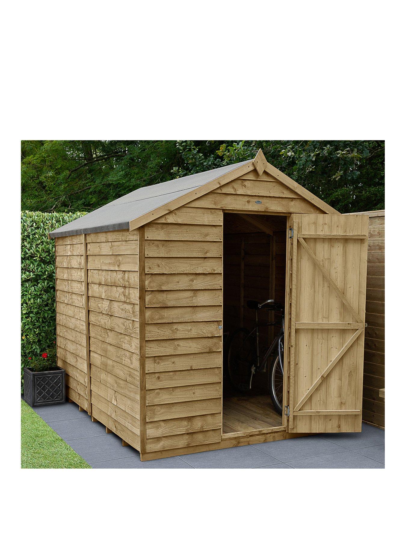 Product photograph of Forest 8x6ft Overlap Pressure Treated Apex Shed - Shed Only from very.co.uk