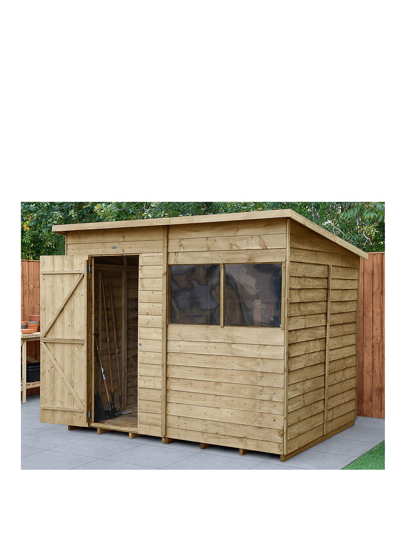 Product photograph of Forest 8x6ft Overlap Pressure Treated Pent Shed With Optional Installation - Shed Only from very.co.uk
