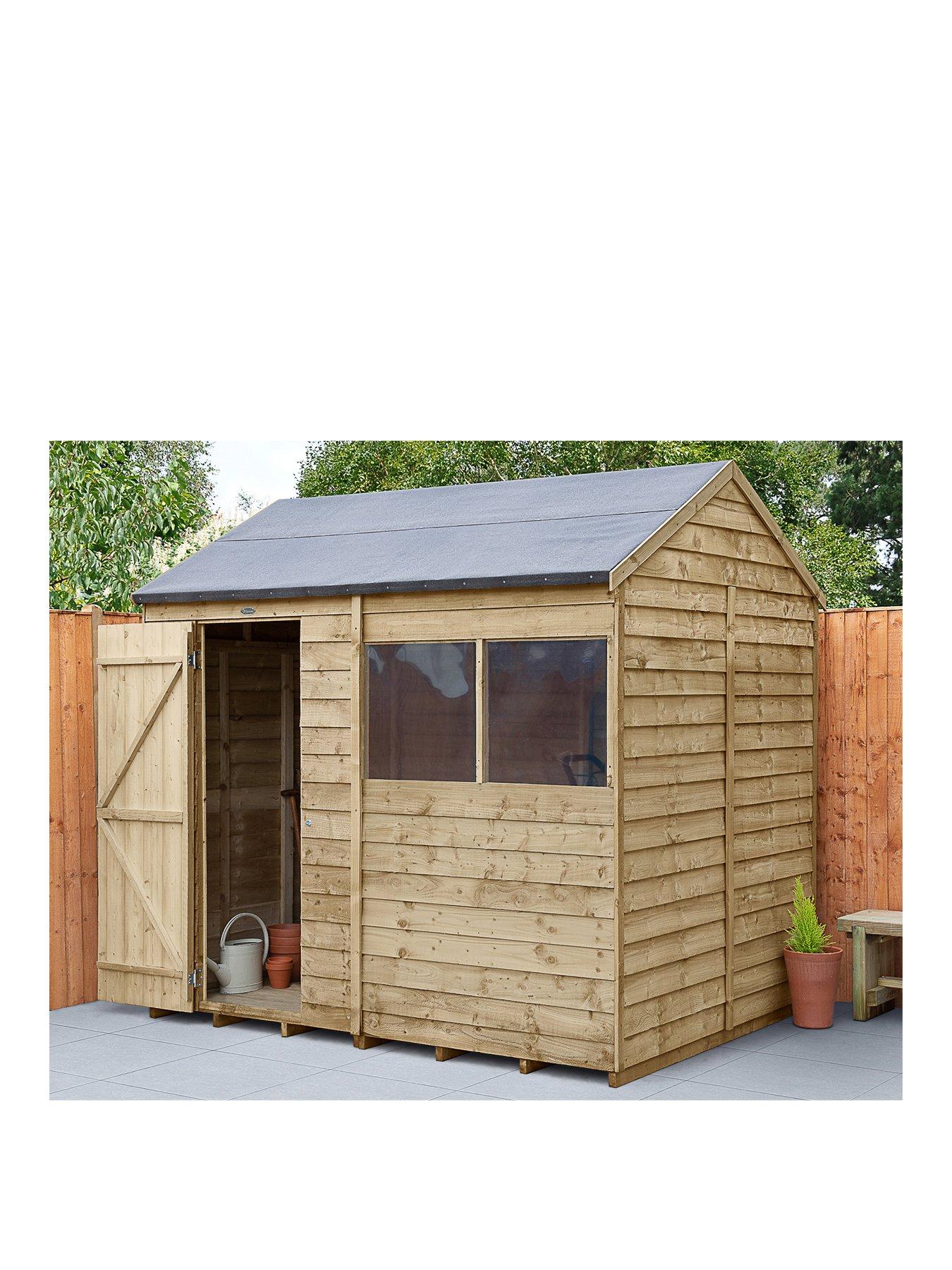 Product photograph of Forest 8x6ft Overlap Pressure Treated Reverse Apex Shed - Shed Only from very.co.uk