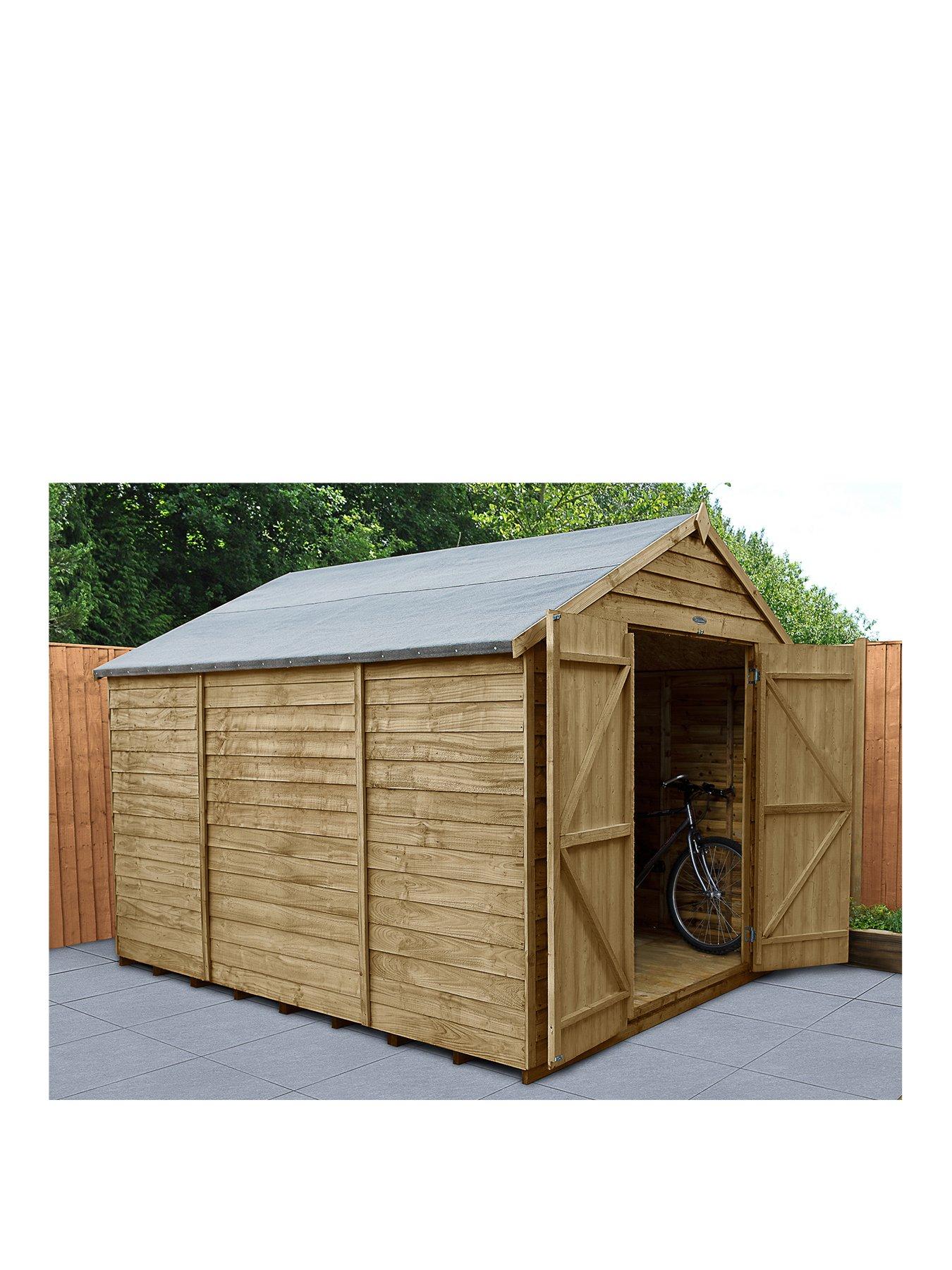 Product photograph of Forest 10x8ft Overlap Pressure-treated Apex Workshop Shed With Double Doors - - Shed Only from very.co.uk