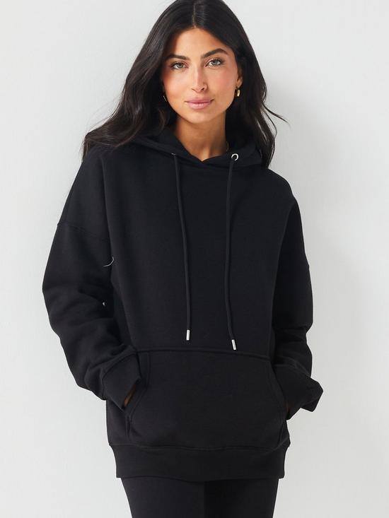 front image of everyday-the-essential-oversized-hoodie-black