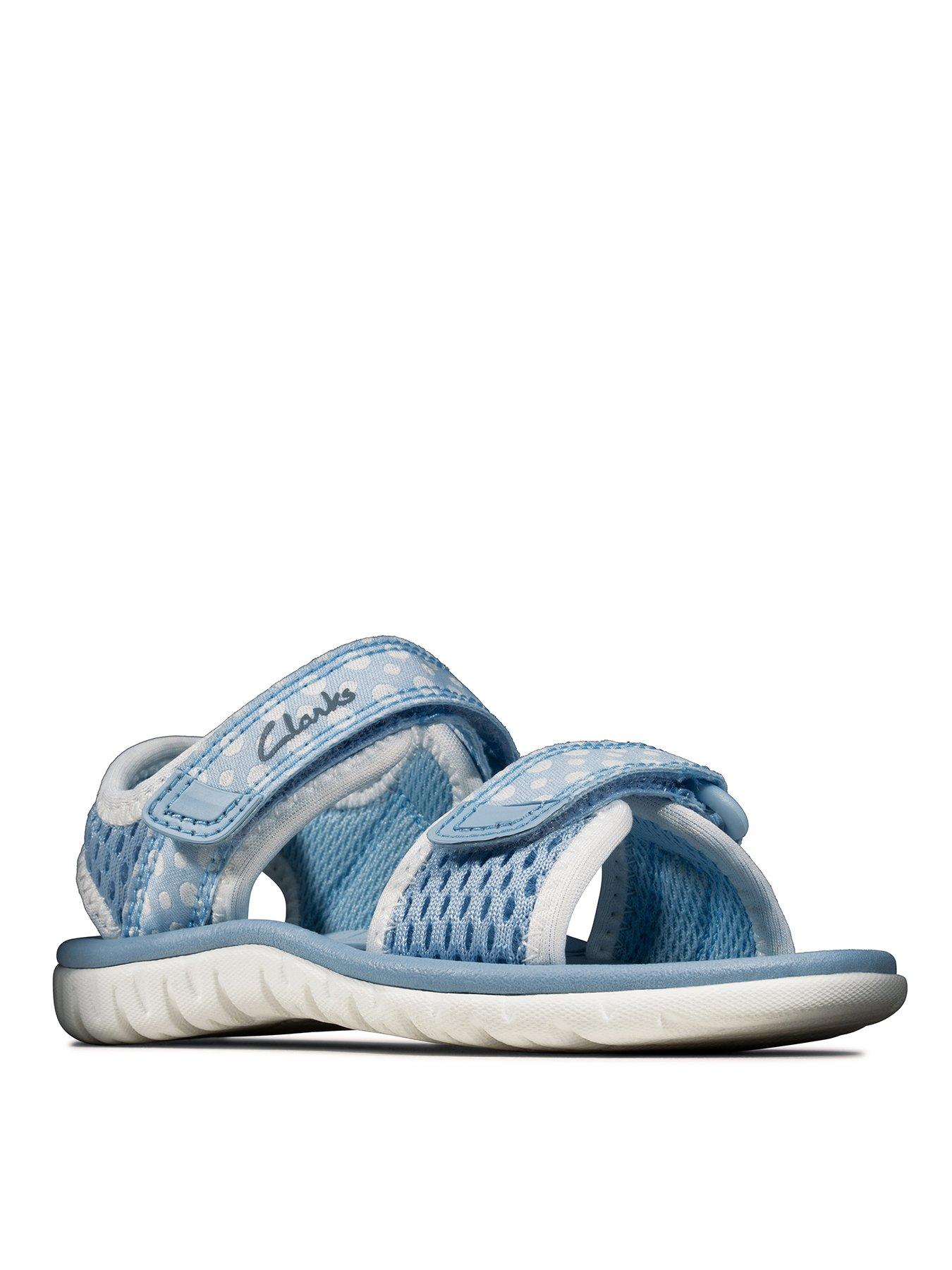 clarks flip flops blue