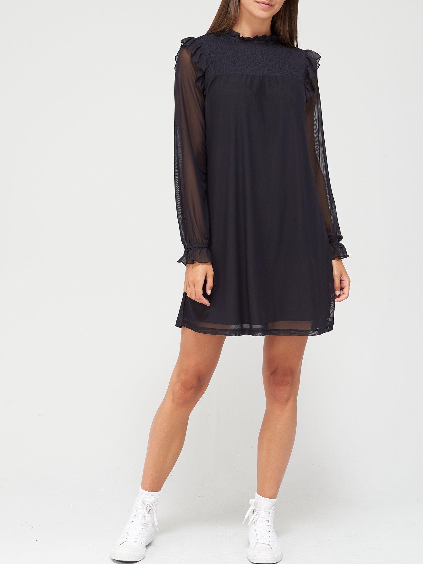 black long sleeve shift dress uk