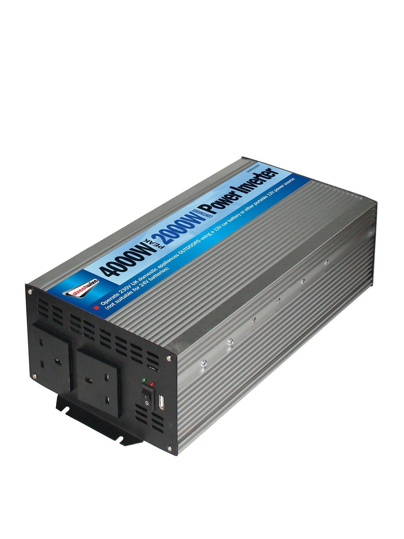 Product photograph of Streetwize 2000 Watt 4000 Watt Peak Inverter - Twin Usb from very.co.uk
