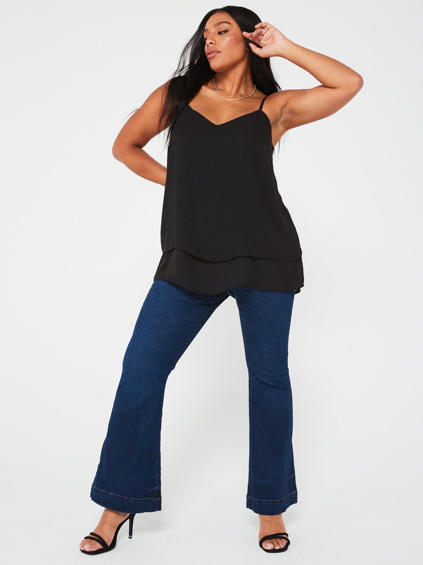 V by Very Curve Woven Cami Top - Black
