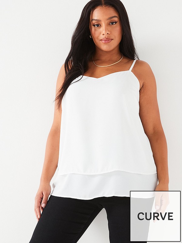 V by Very Curve Woven Cami Top - Ivory | very.co.uk