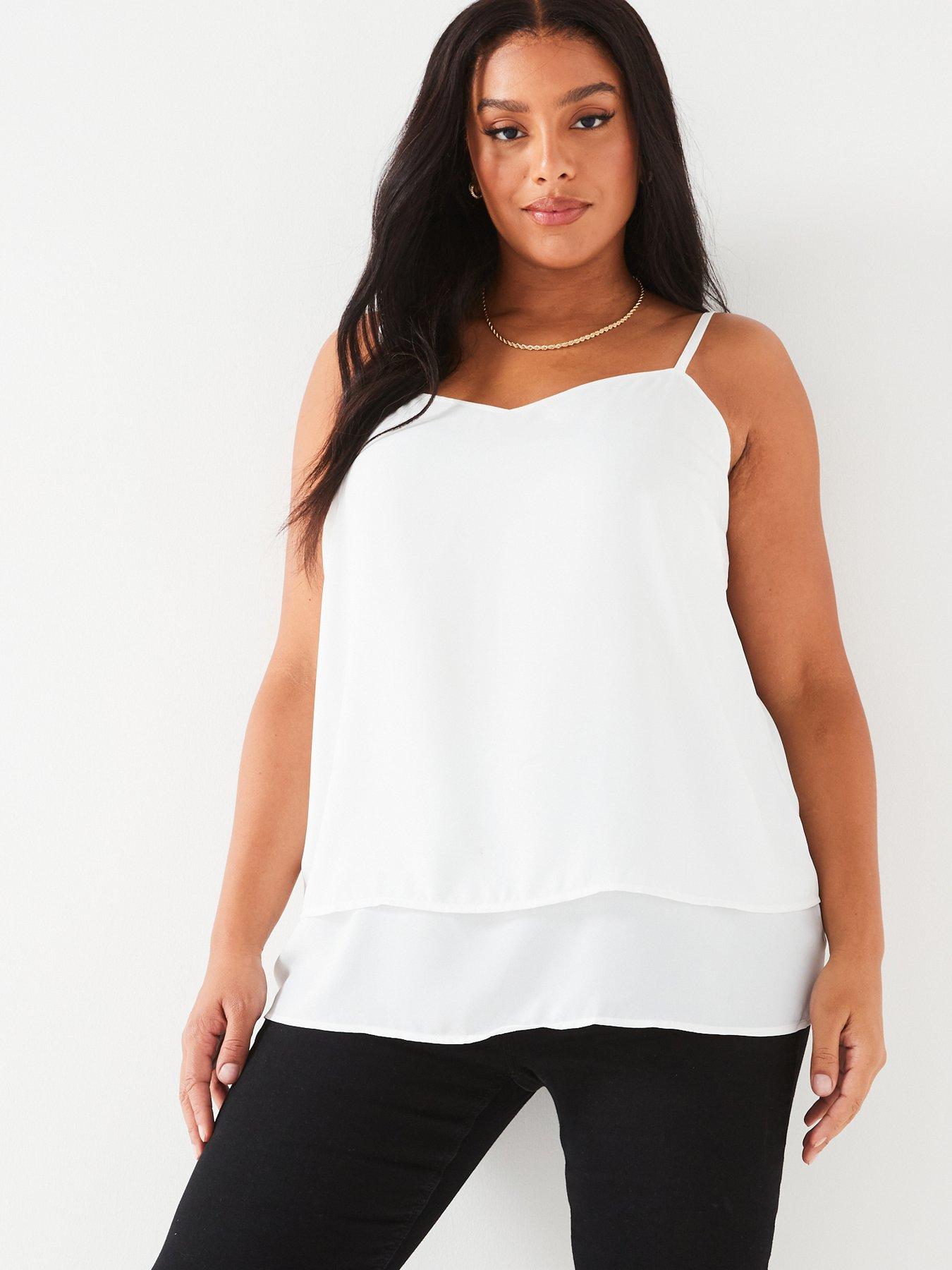 Image 1 of 6 of V by Very Curve Woven Cami Top - Ivory