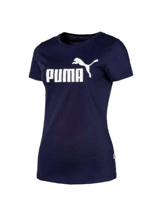 front image of puma-essentialnbsplogo-t-shirt-navynbsp
