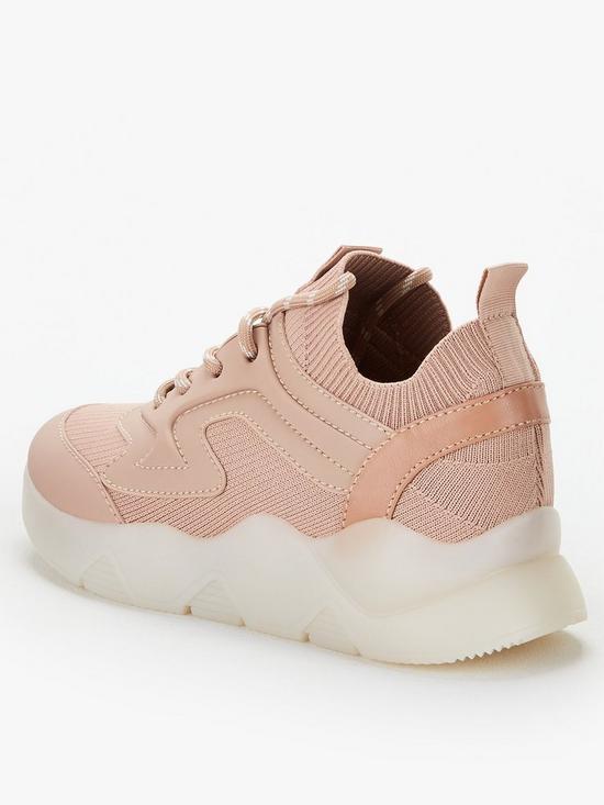 stillFront image of v-by-very-ainsdale-knit-clear-sole-trainers-blush