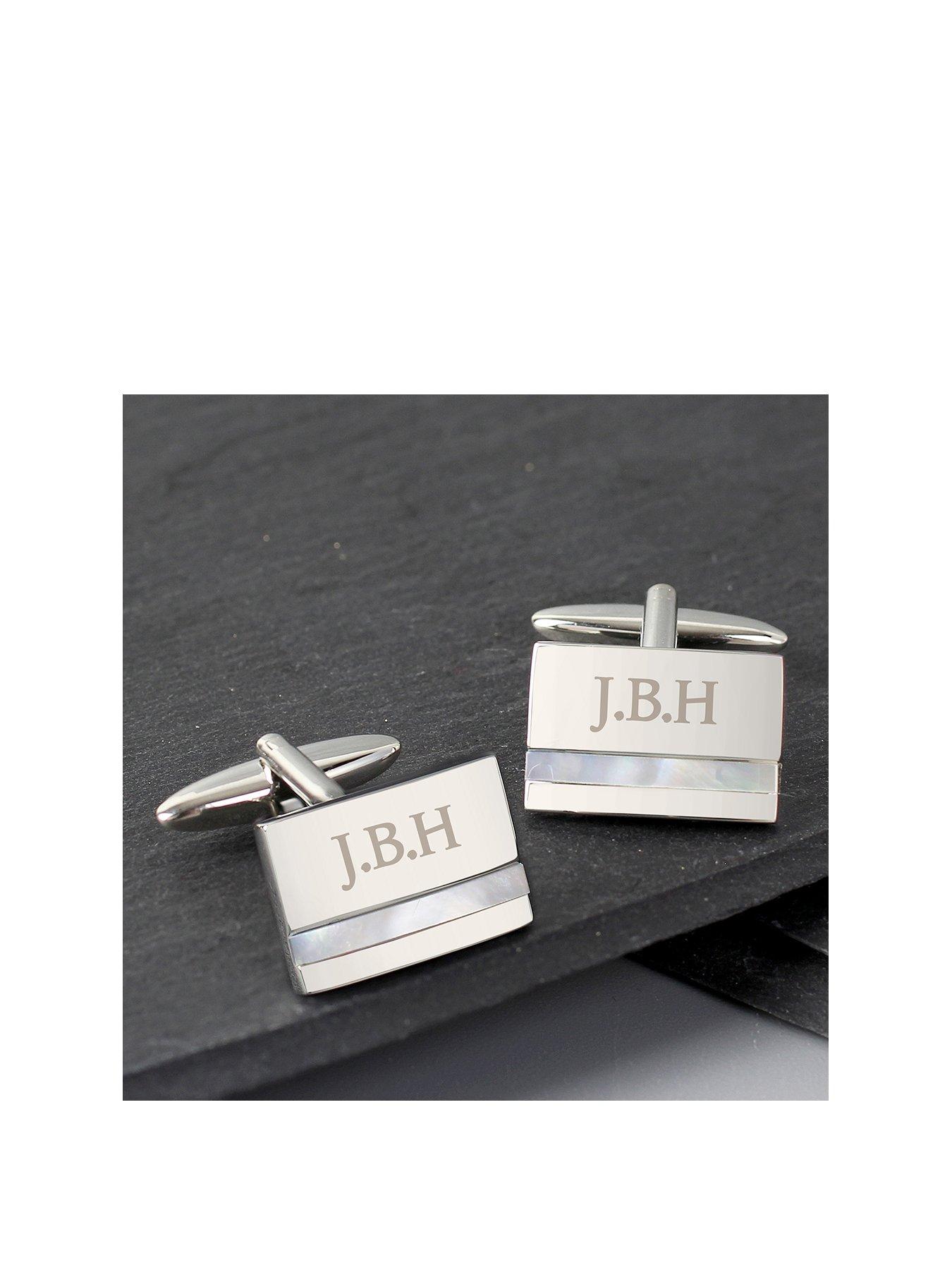 Product photograph of Personalised Mother Of Pearl Cufflinks - 3 Character Maximum from very.co.uk